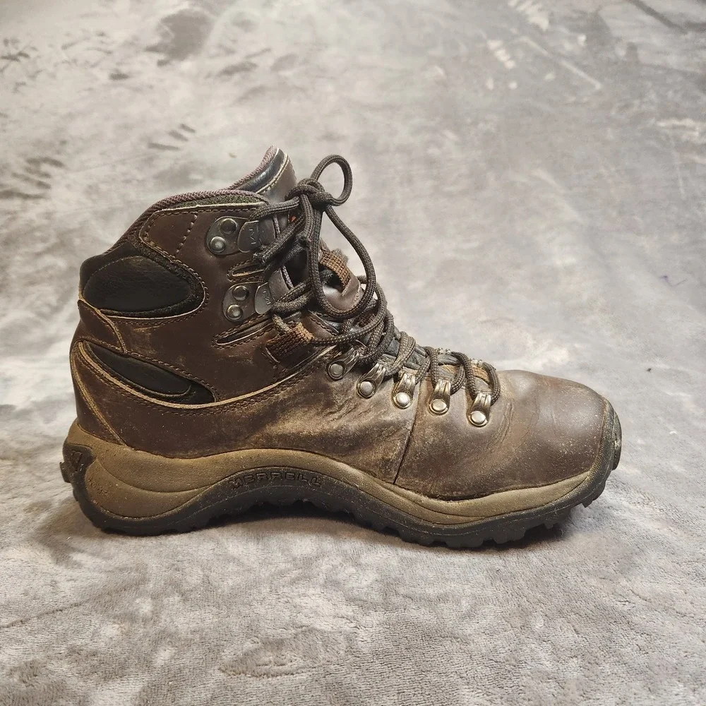 Merrell Boots Mens 8.5 Brown Leather Reflex II 2 Mid Waterproof Hiking Gorpcore